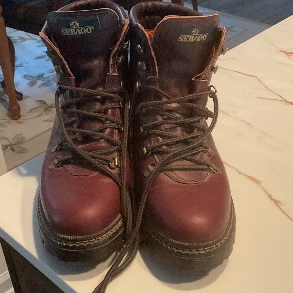 Timberland Women's Dark Red Leather Combat Boots